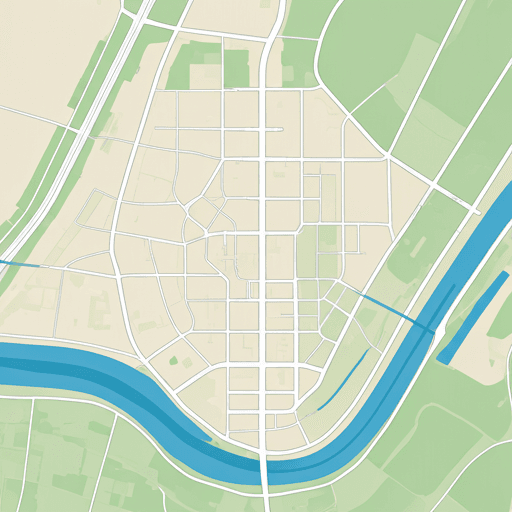 Mapa estilizado en tonos grises de una ciudad.